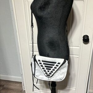 She + Lo Edgy Gray & Black Leather Crossbody